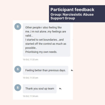 Participant's breakthrough after 2nd session of our Narcissistic Abuse Support Group.